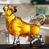 Botella de licor de vino de cristal de lujo Bull Design 1000ml con tapa de goma