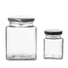 Jares de vidrio cuadrados personalizados con tapas Flint Clear 50ml 80ml 100ml 150ml 200ml 250ml 350ml 500ml 730ml Uso de alimentos Venta caliente