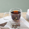 Tazas de té de café de vidrio de borosilicato de doble pared con asa