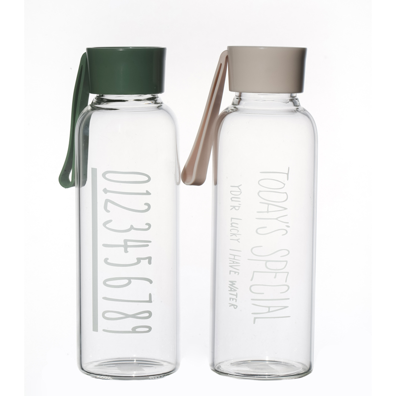 Botellas de agua de vidrio de 450 ml con logotipo personalizado para jugo