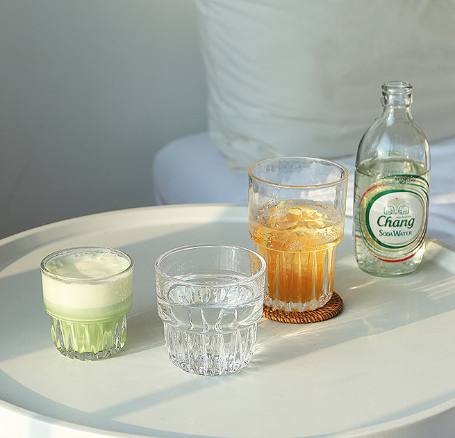 Copas de consumición cristalinas del vidrio 250ml de la bebida del agua del diseño de lujo para el almuerzo