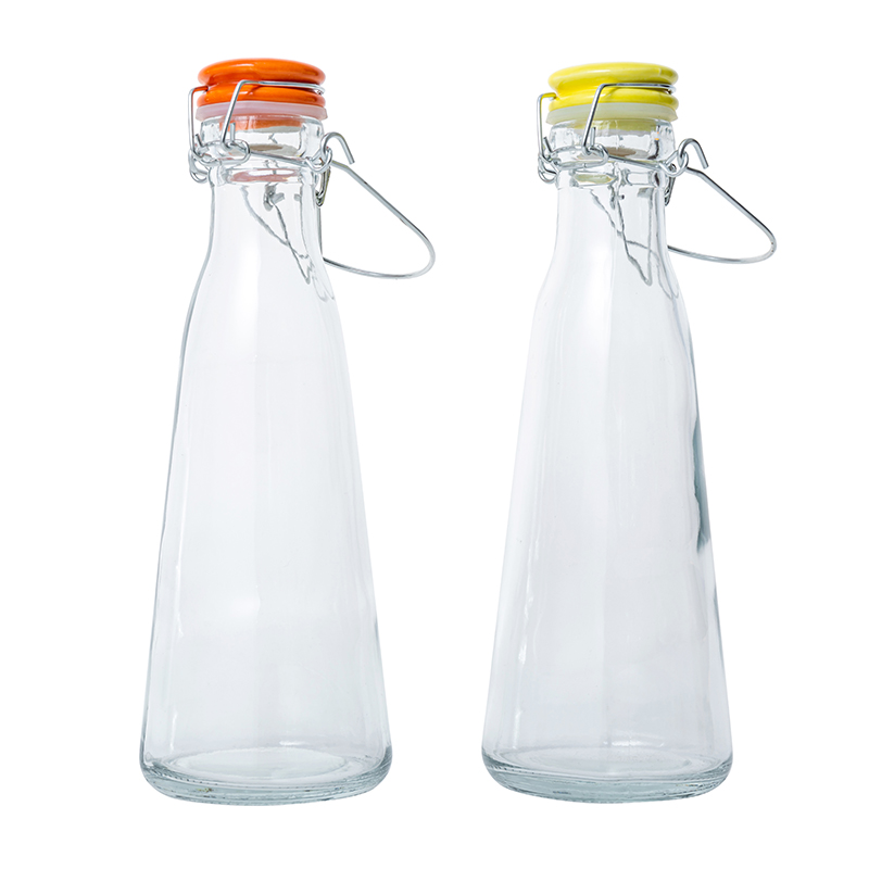 Botellas de bebida de jugo de leche de vidrio con tapones sellados 500ml 1000ml