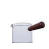 Copa de té pequeña de vidrio mini café taza de café con leche mango de madera
