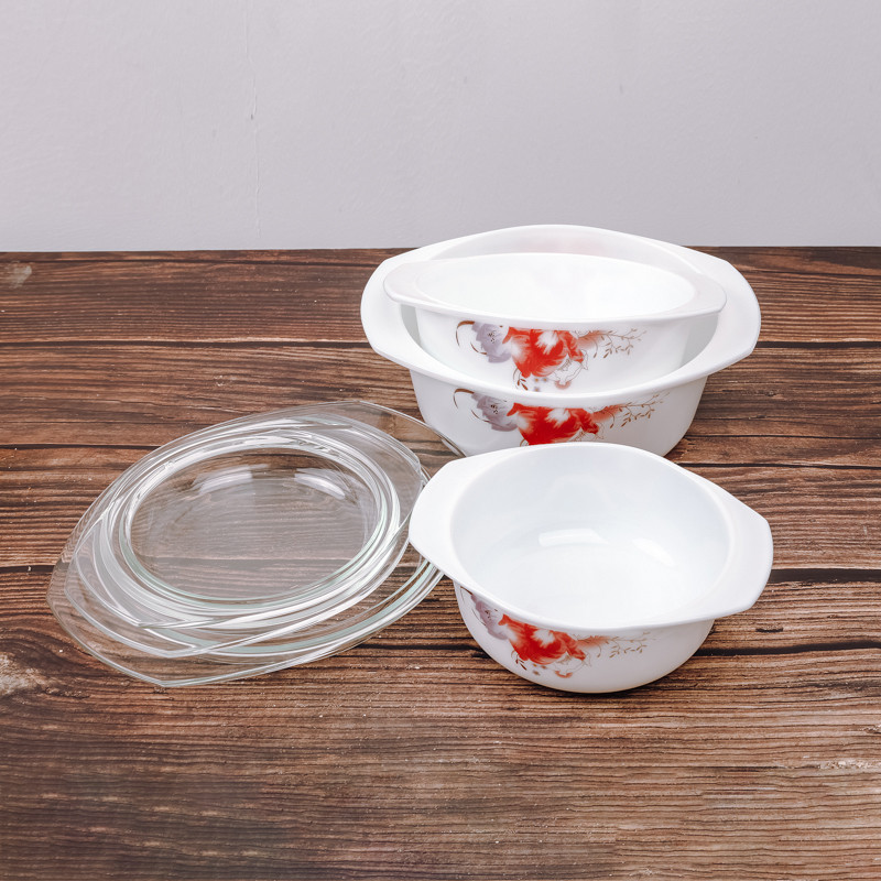 Cuencos de sopa redondos Cuenco de cerámica con tapa transparente Mantener fresco